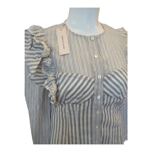 REBECCA TAYLOR Striped Corset Top w/ Embroidery Trim - Picture 3 of 5